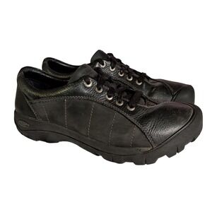 Keen Presidio Shoes Womens Size 9 Black Oiled Leather Lace Up Hiking Comfort